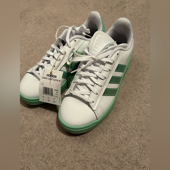 Adidas Grand Court Alphas - White/Green - Size 6.5 - Picture 1 of 5